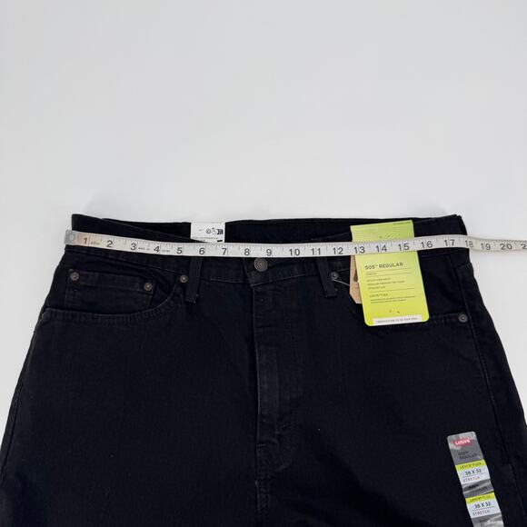 Levi's Mens Black 505 Straight Leg Denim Jeans Dark Wash Mid Rise NWT 36x32 - Picture 10 of 11